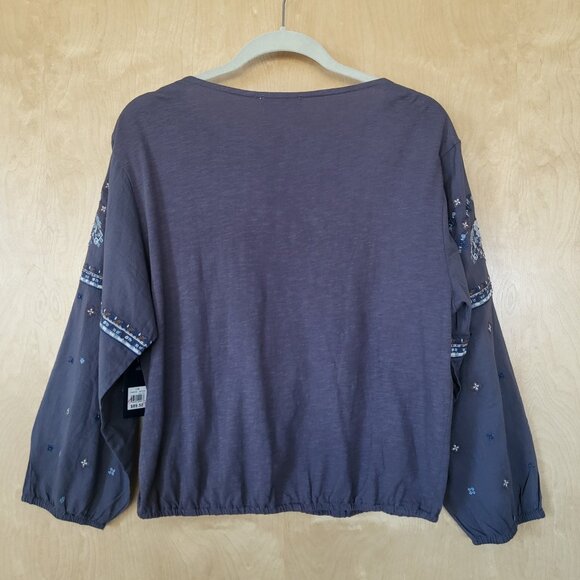 Lucky Brand Embroidered Popover Peasant Blouse Size Large - Picture 2 of 14